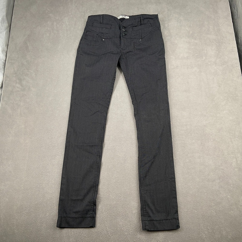 TRF Denim Pants‎ Women's 10 Black Pinstripe Everyday Wear Skinny Leg Button Fly